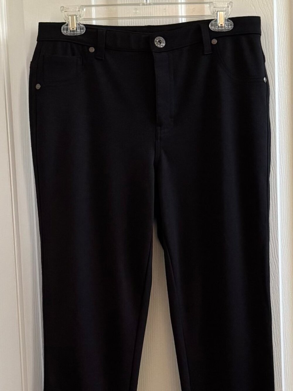 KHAKIS & CO WOMAN'S PANT BLACK FABRIC STRAIGHT LEG 5 POCKET STRETCH SZ 10, MINT!